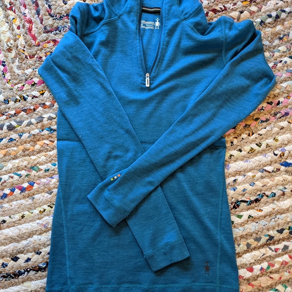 Smartwool blue quarter zip women's medium